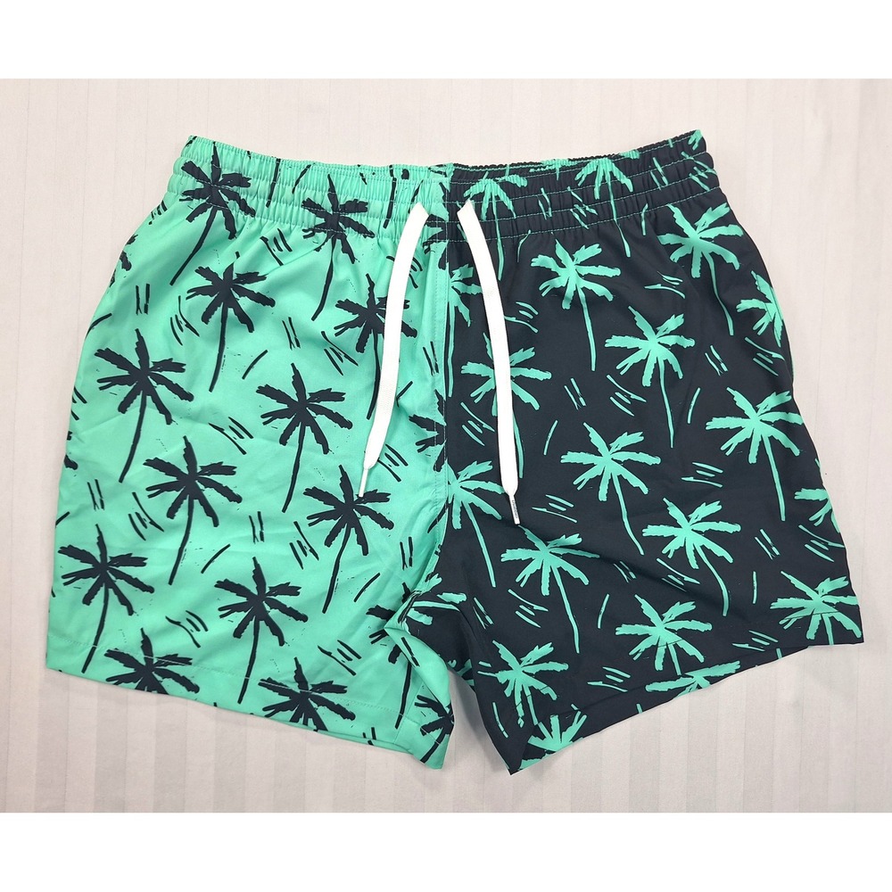 Chubbies Mens Medium Swim Trunks Palm Tree Split Mint Navy Blue